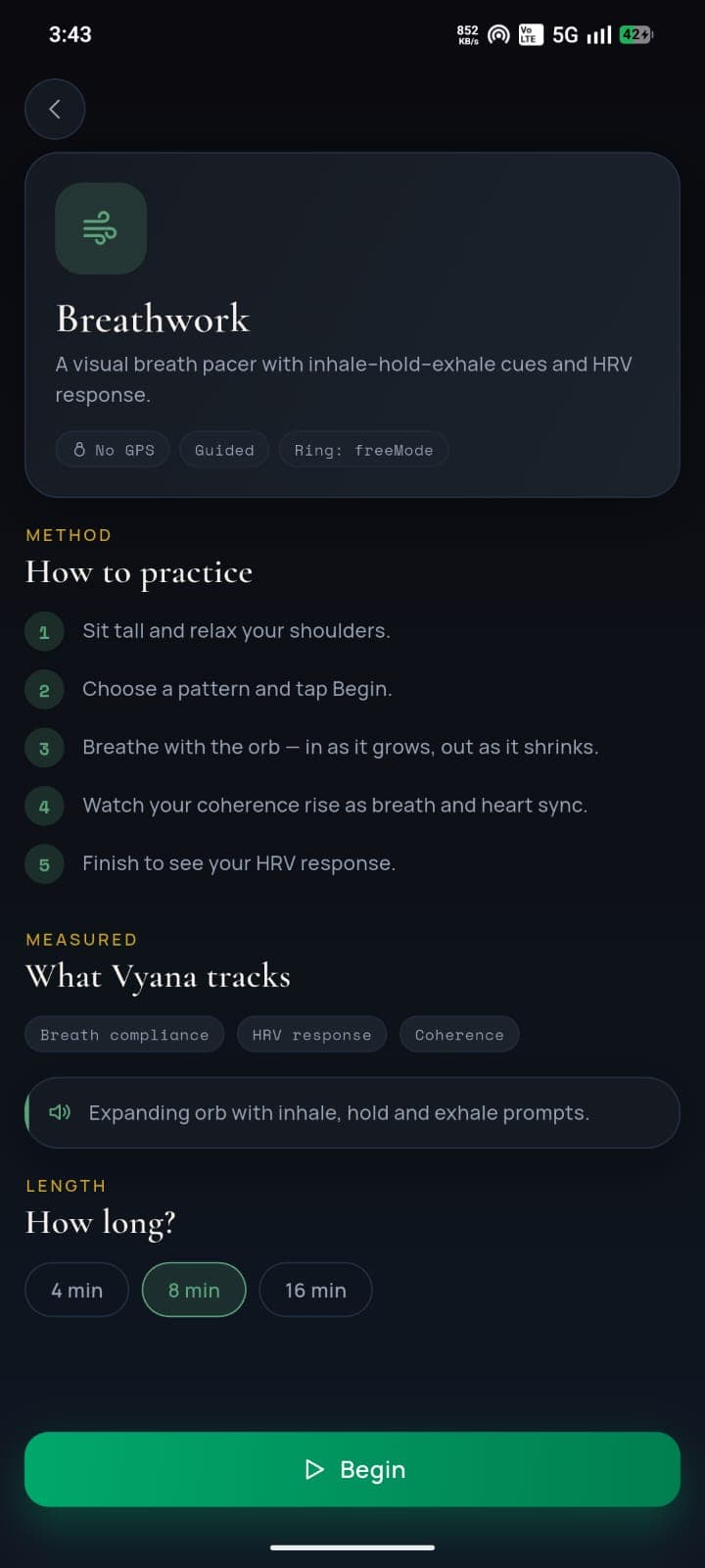 SeekNirvana app tracking view