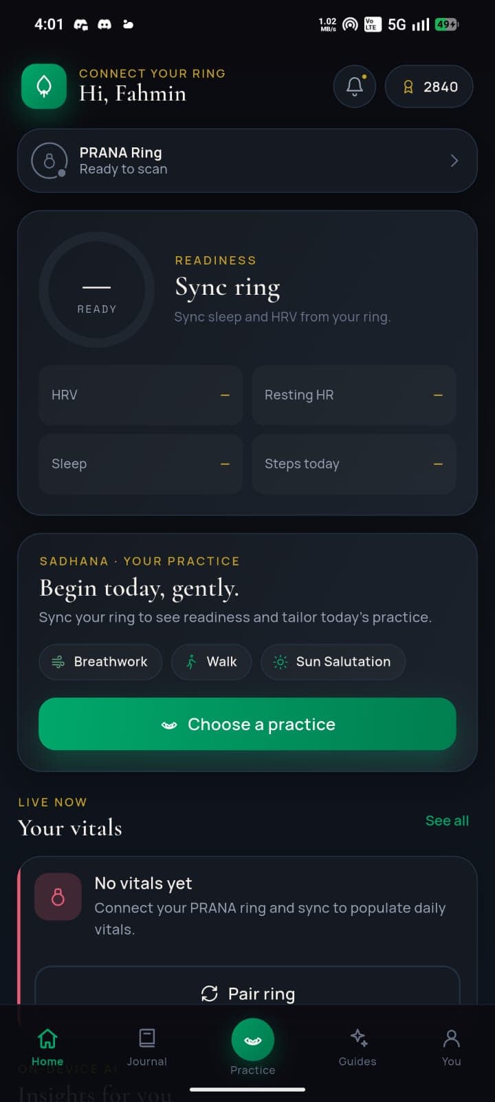 SeekNirvana app insights view