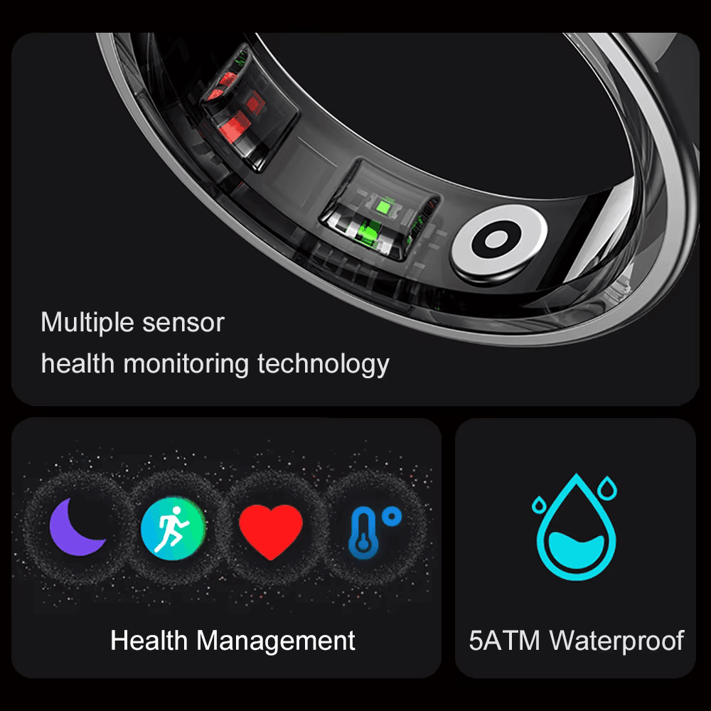 Smart ring sensor technology — health monitoring, health management, and 5ATM waterproof